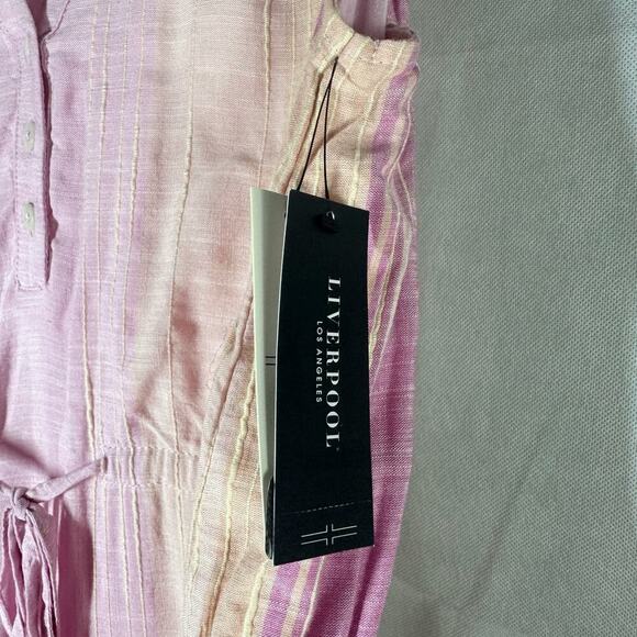 Liverpool Los Angeles V-Neck Sleeveless Tiered Striped Maxi Dress Small - Picture 4 of 11